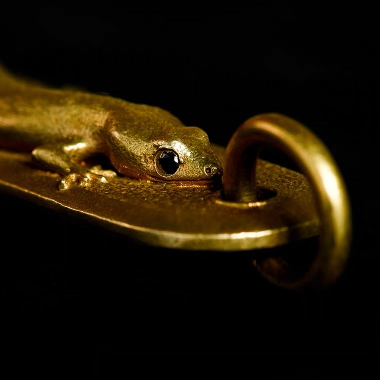 Brass Lucky Gecko Key Tag