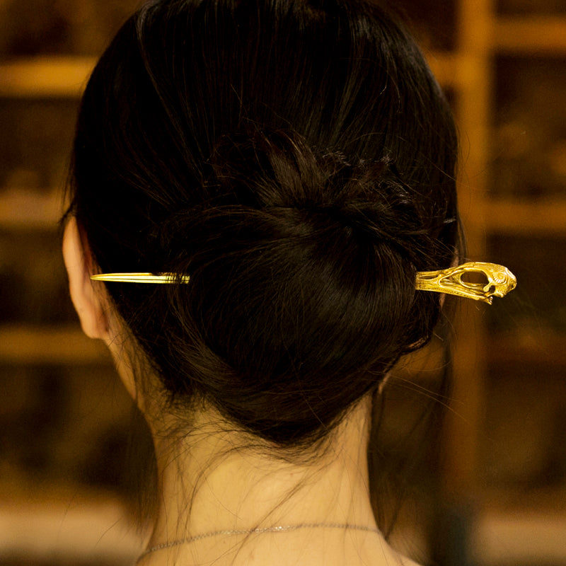Brass Japonensis Skull Hairpin