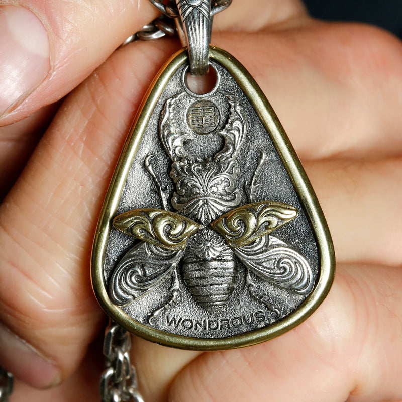 Silver Stag Beetle Pendant