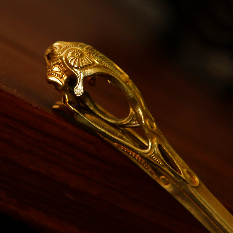 Brass Japonensis Skull Hairpin