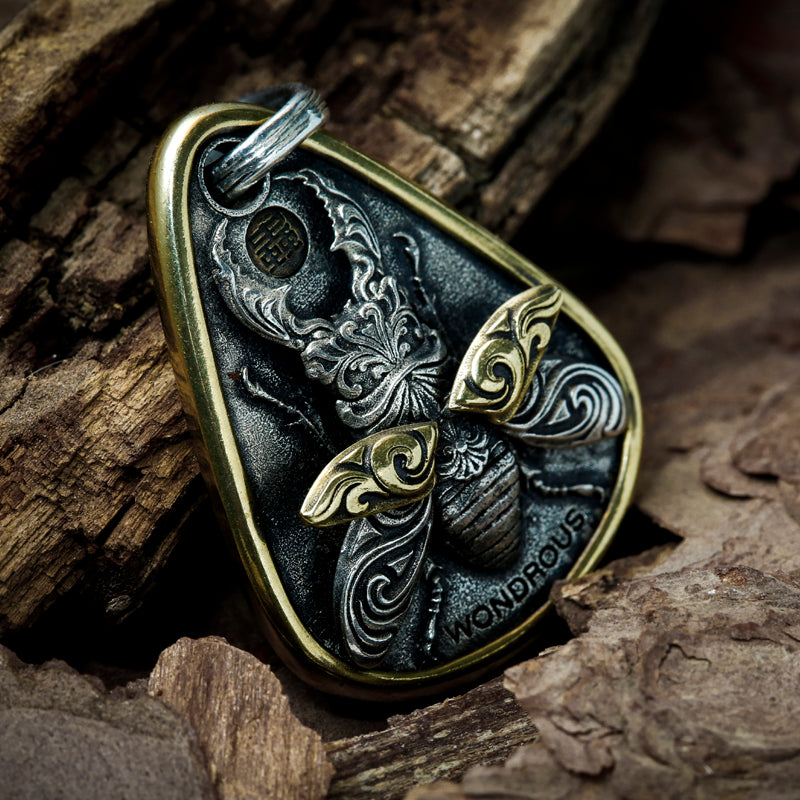 Silver Stag Beetle Pendant