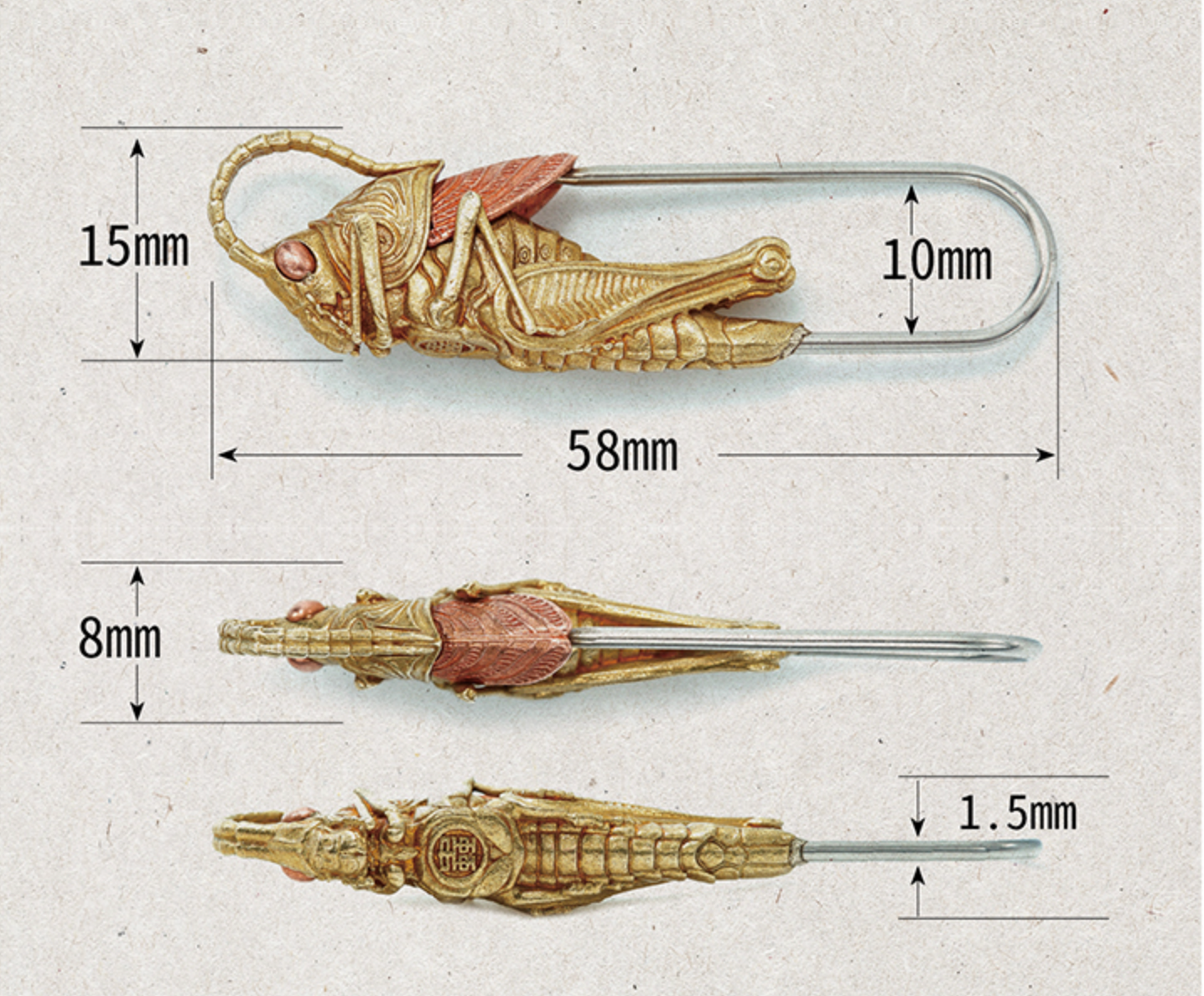 Brass & Stainless Steel Grasshopper Pin