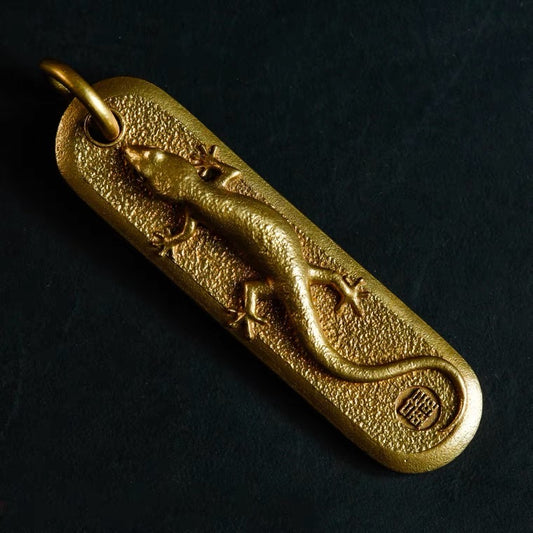 Brass Lucky Gecko Key Tag