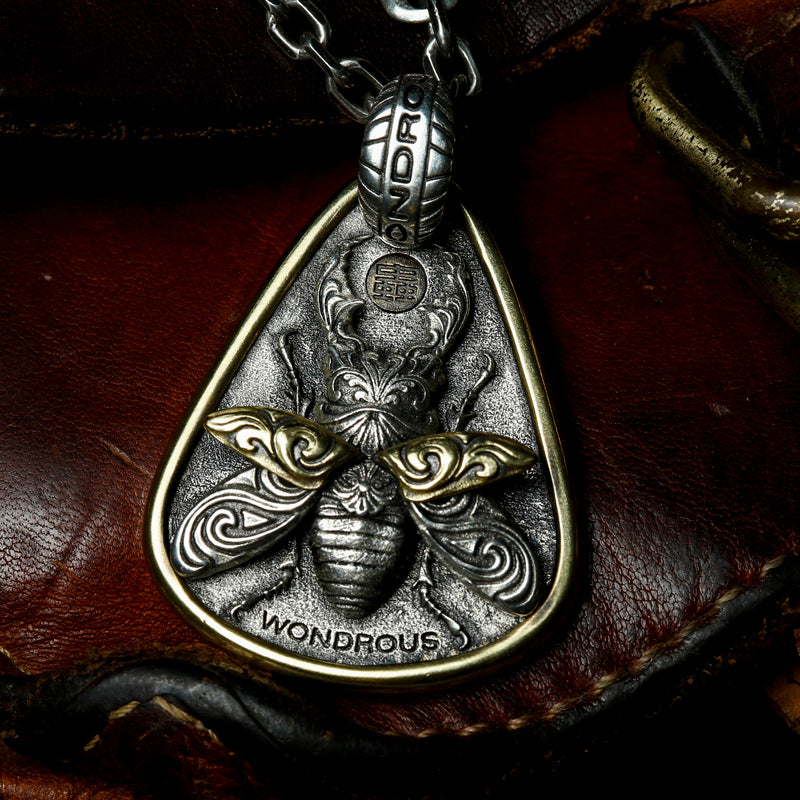 Silver Stag Beetle Pendant
