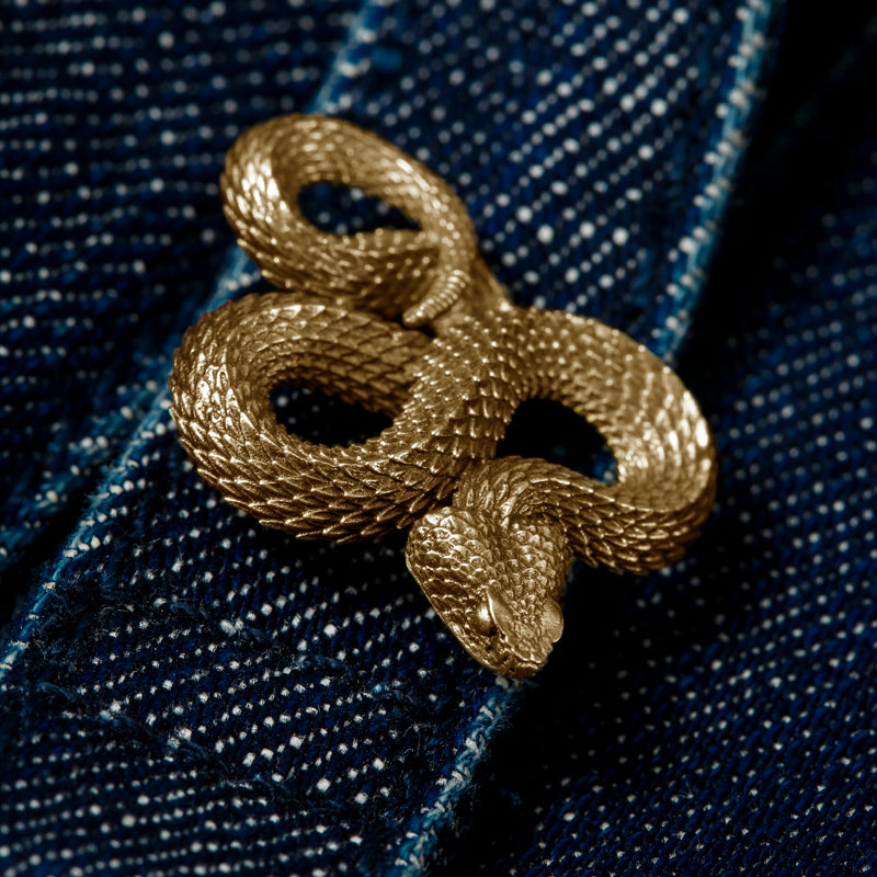Brass Rattlesnake Brooch