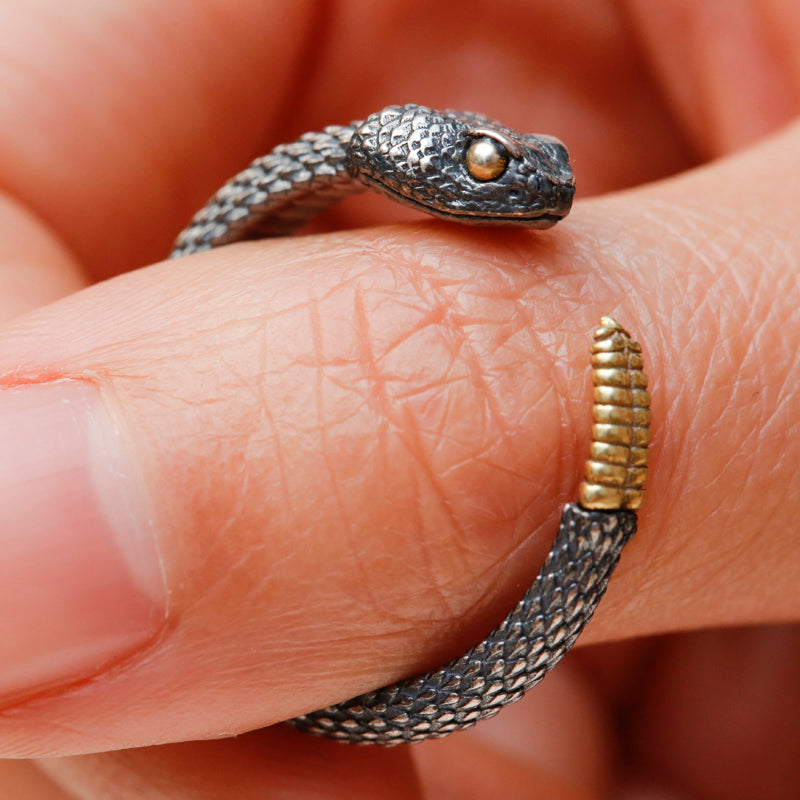 Silver and Brass Rattlesnake Ring
